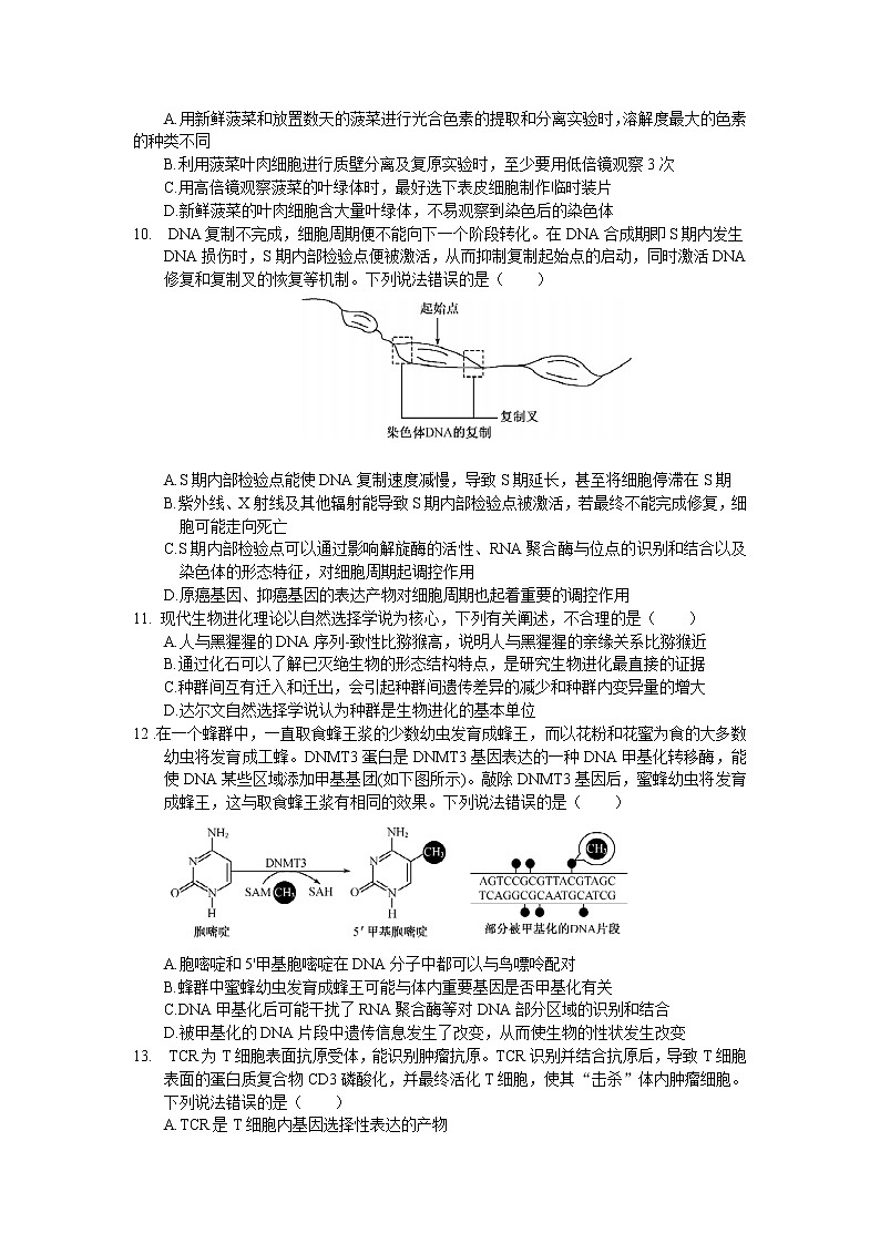 江苏省南航附中2020-2021学年高三10月学情调研生物试卷03