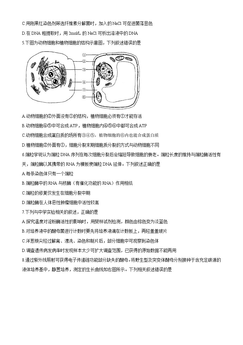 2021年1月江苏省新高考适应性考试生物试题02