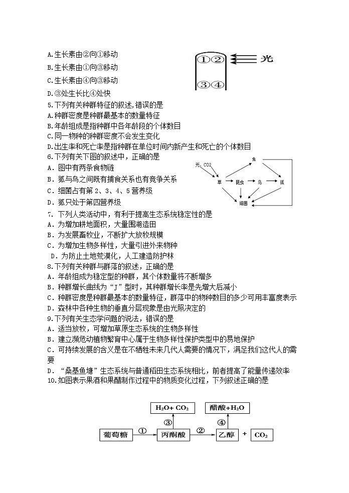 江苏省大厂高级中学2020-2021学年高二第一学期期末考试生物试卷02