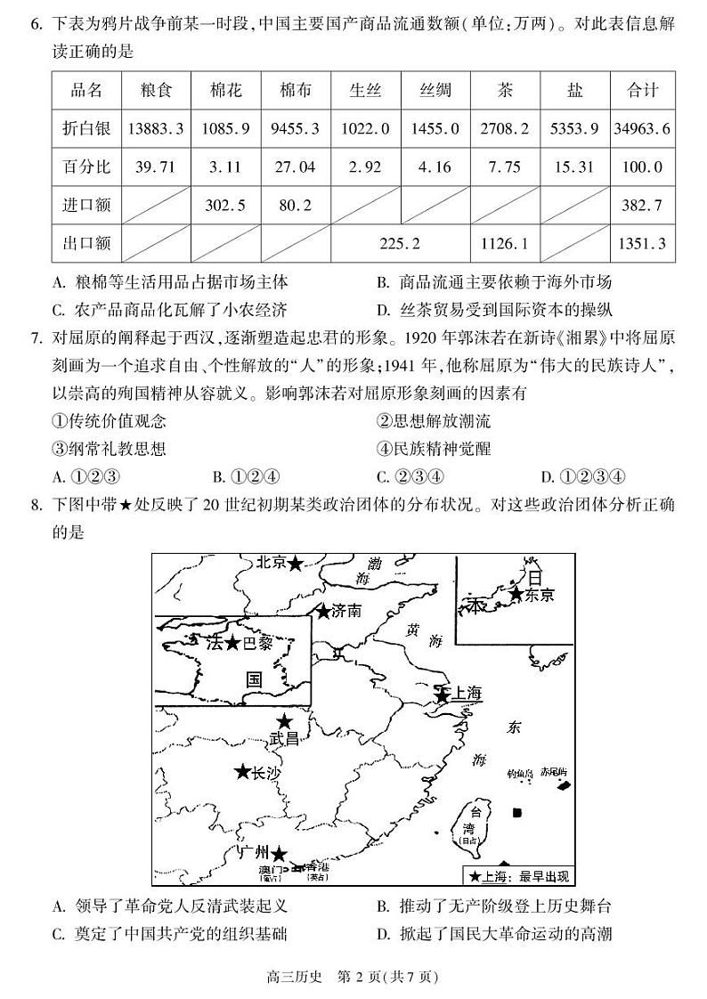 2021年北京市朝阳区高三历史一模试题含答案02