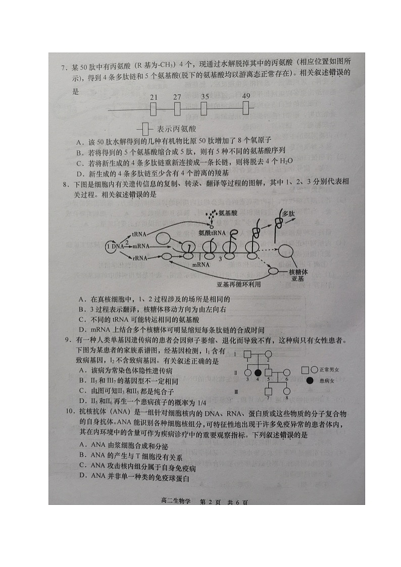 江苏省如皋市2020-2021学年高二下学期第一次月考生物试题（图片版）02