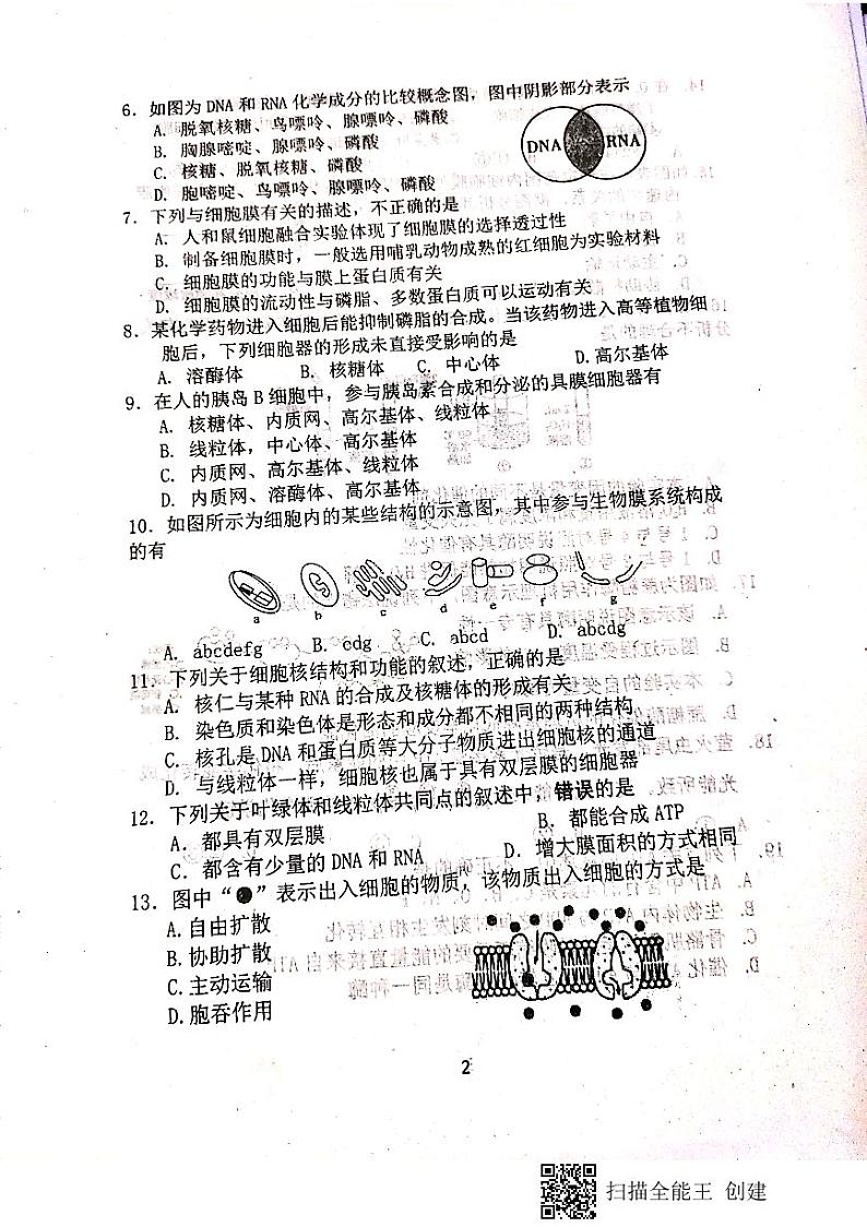 江苏省丹阳高级中学、如皋中学2020-2021学年高一上学期期末教学质量调研生物试题（图片版，无答案）02