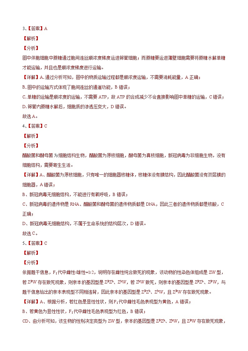 衡水名校联盟2021年高考押题预测卷-生物02