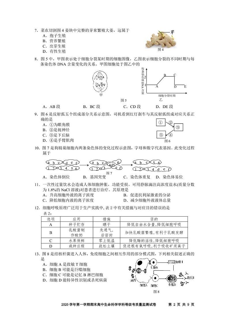 2020-2021学年上海市宝山区高中生物等级考一模卷含答案02