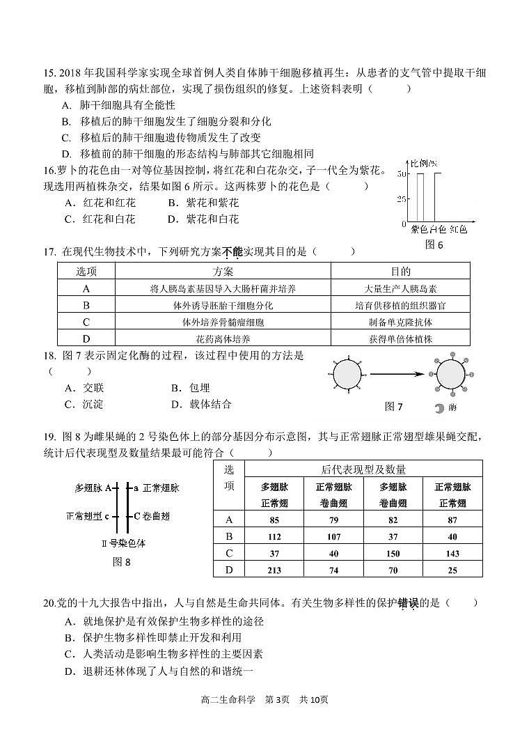 2020-2021学年上海市青浦区高中生物等级考一模卷含答案03