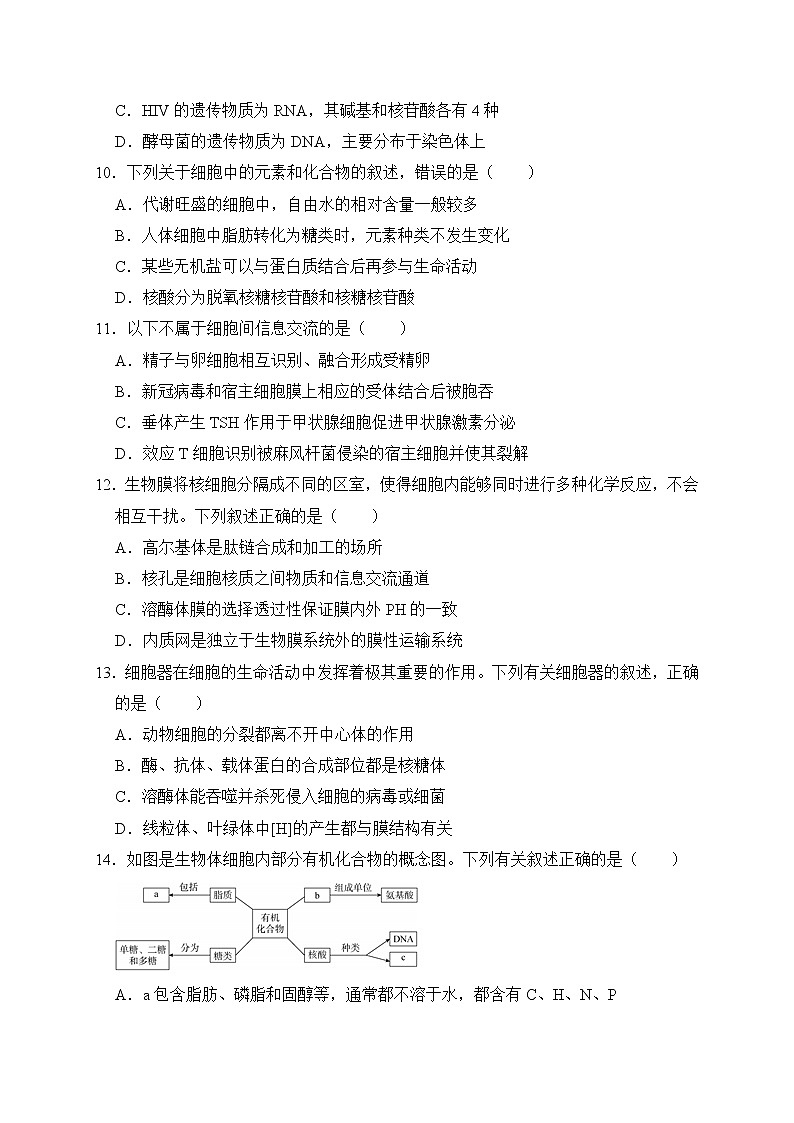 河北省衡水市2020-2021学年高二下学期期中考试生物试题（word版 含答案）03