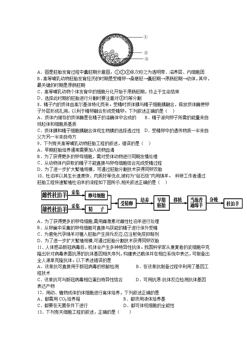 安徽省合肥市2020-2021学年高二第二学期期中考试生物（理）试卷（word版 含答案）02