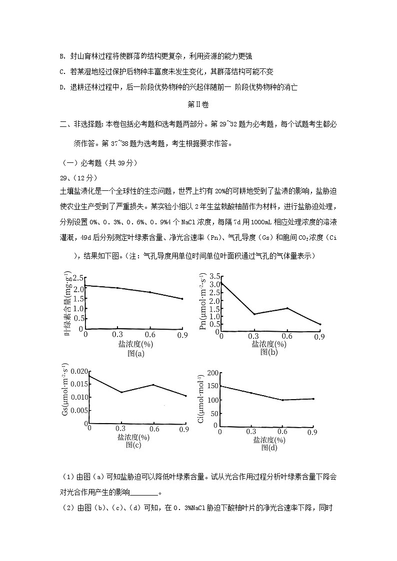 2021全国卷Ⅱ高考压轴卷：理综生物+答案解析03