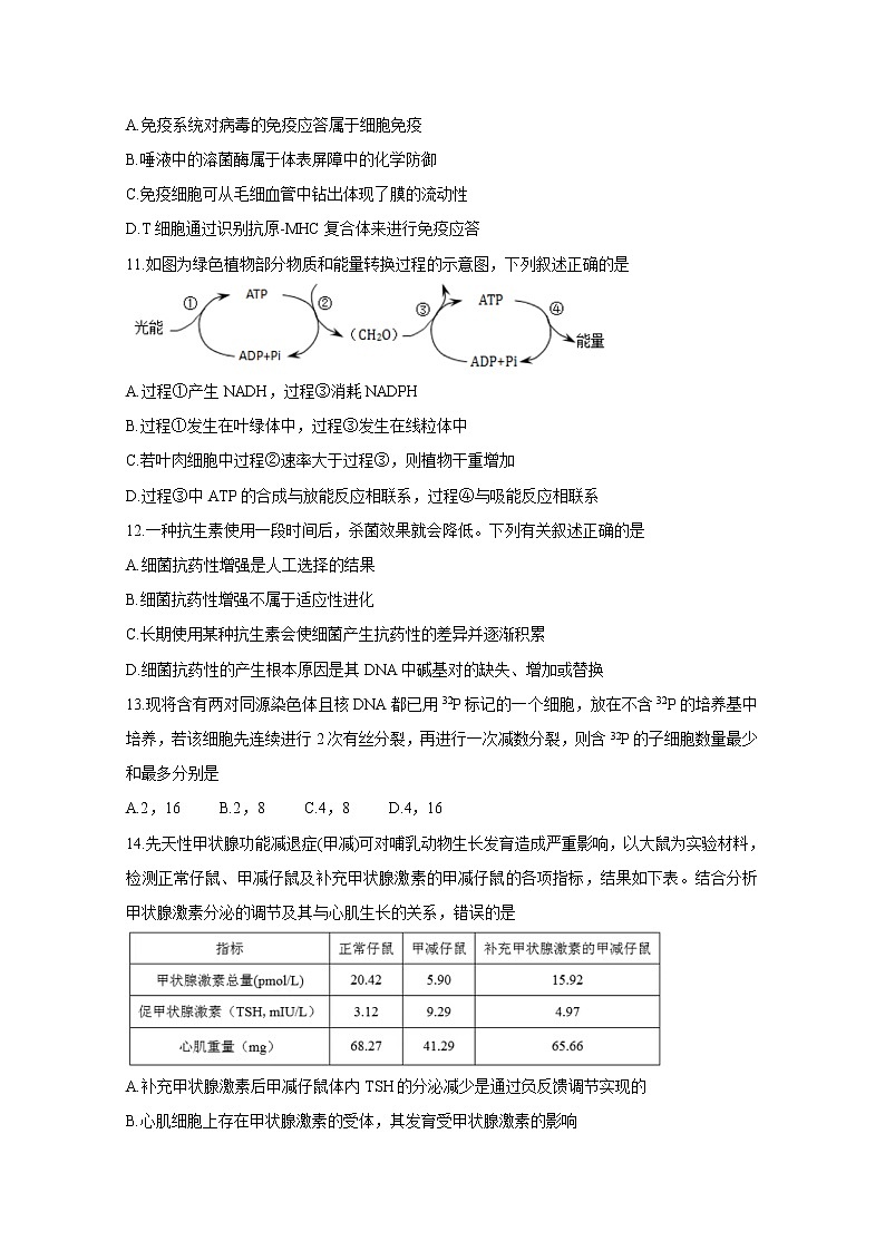 2021浙江五校联考：生物卷+答案03