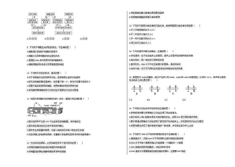 2019-2020学年湖南湘西高三上生物月考试卷第2页