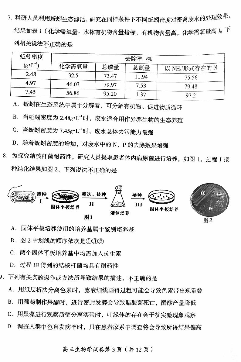 北京房山区2021届高三二模考试生物试卷及答案03