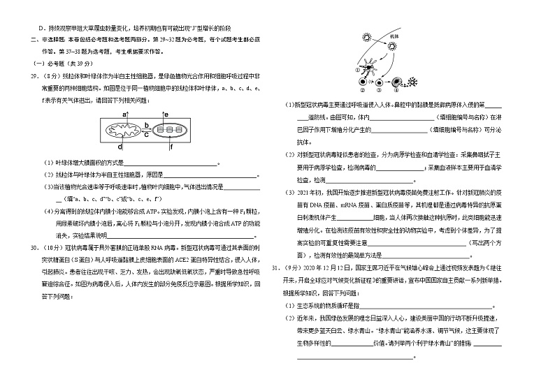 2021年高考高三5月全国大联考生物（新课标II卷）含答案解析02