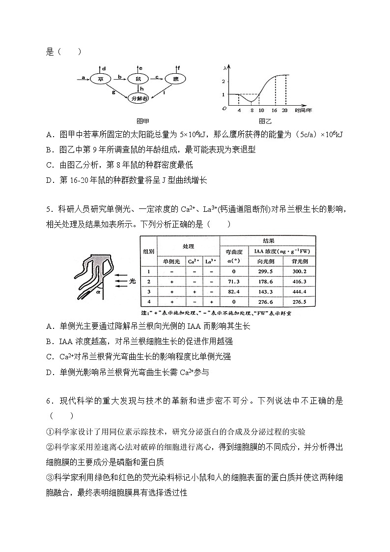 陕西省西安中学2021届高三下学期第十次模拟考试生物试题+答案第2页