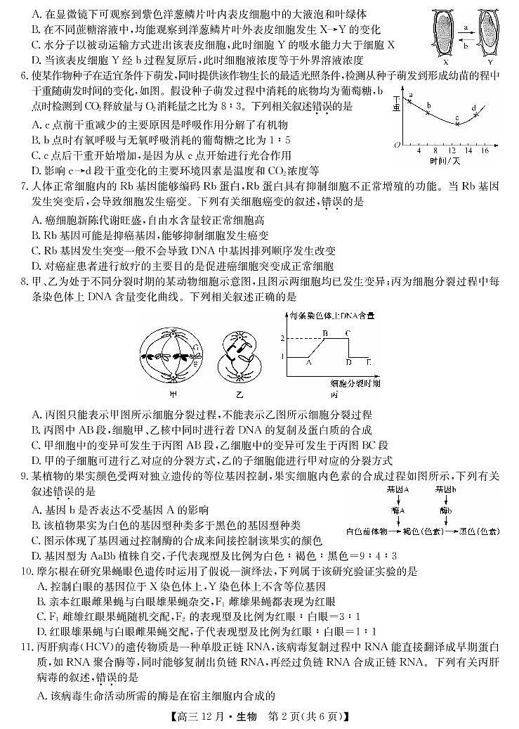 2021年宝鸡教育联盟高考猜题：生物+答案02