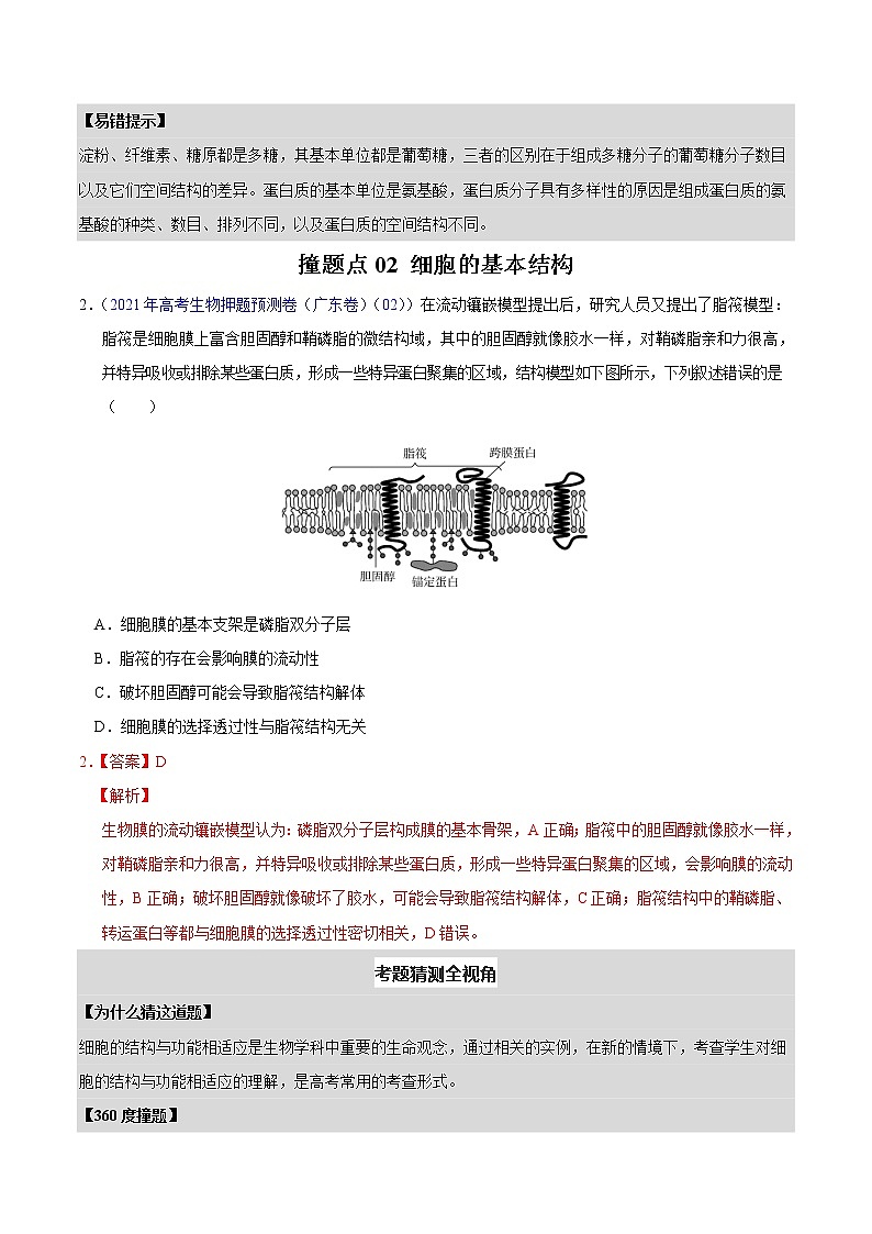 2021年撞上高考题：生物押题（一师一题押题精选押题考题猜测全视角）03