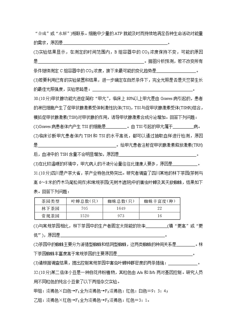 四川省眉山市2021届高三下学期第三次诊断性考试（5月）+生物+答案第3页