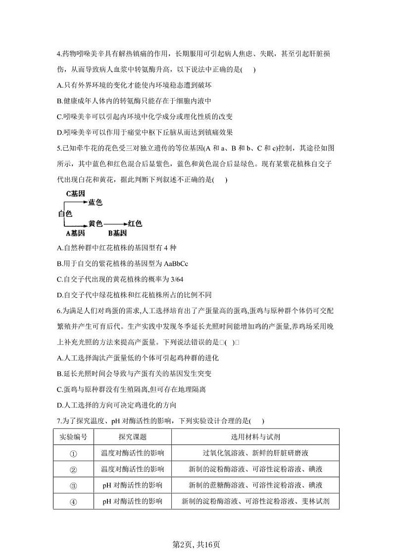 2021届高考生物模拟预热卷（湖北地区专用）02