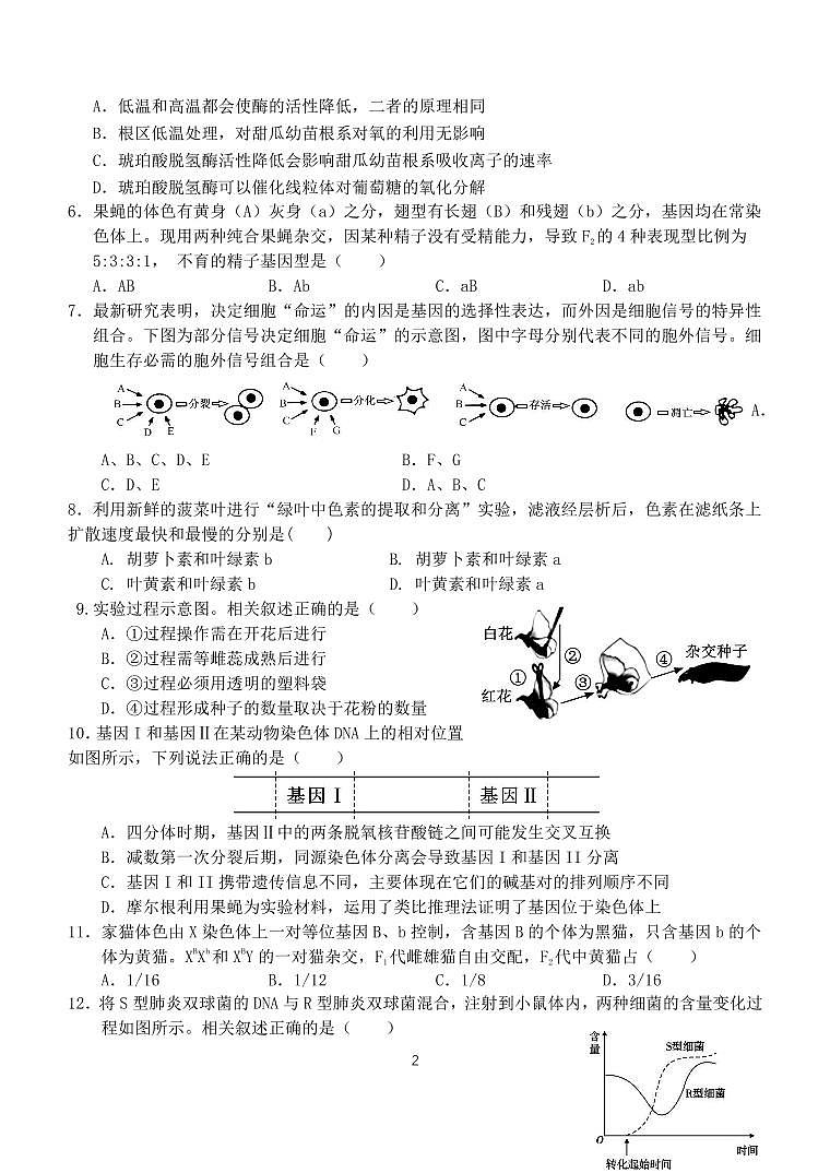 江苏省启东中学2020-2021学年高一下学期第二次月考生物试卷+答案02