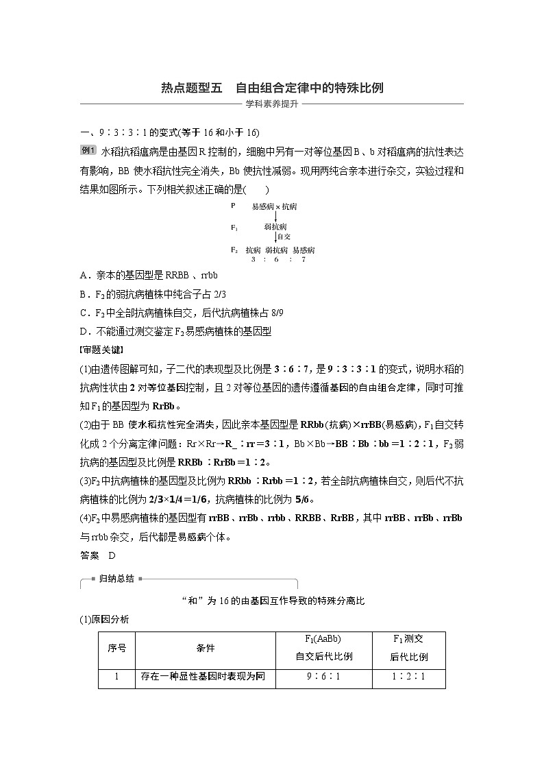 2021年高考生物复习题第五单元 热点题型五01