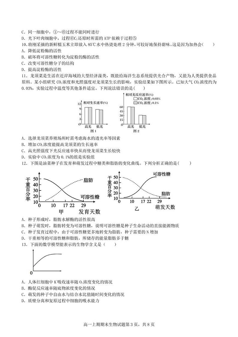 湖南省衡阳市第八中学2020-2021学年高一上学期期末考试+生物+PDF版含答案第3页