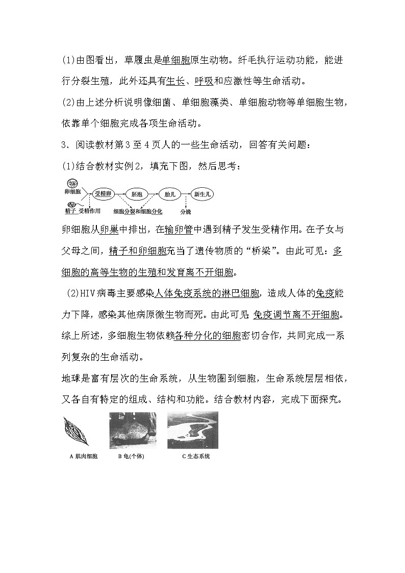 人教版高中生物必修一分子与细胞1.1 从生物圈到细胞导学案02