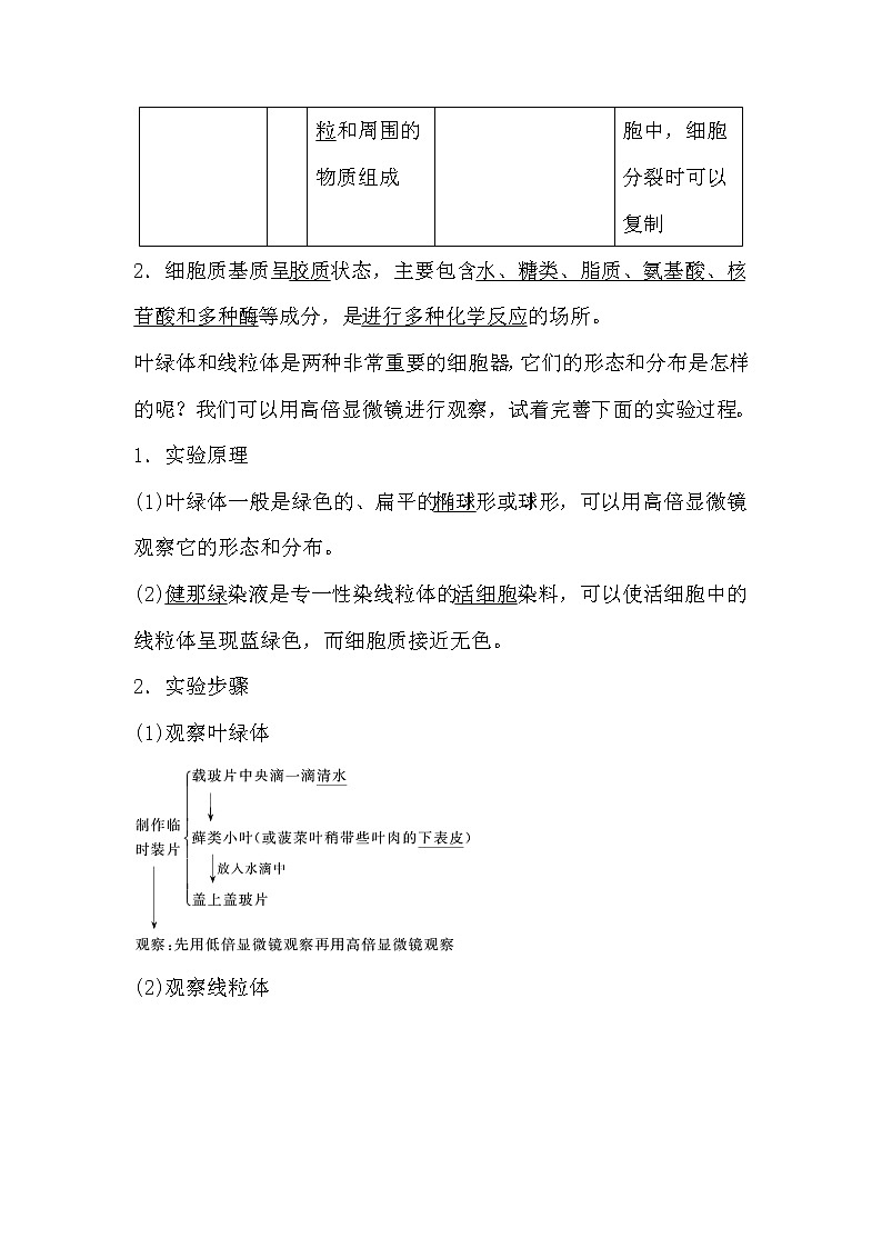 人教版高中生物必修一分子与细胞3.2 细胞器-系统内的分工合作（一）导学案03