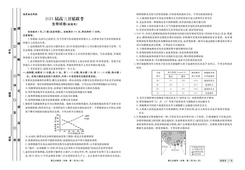 2021届广东省（新高考）高三下学期5月卫冕联考生物试题 PDF版01