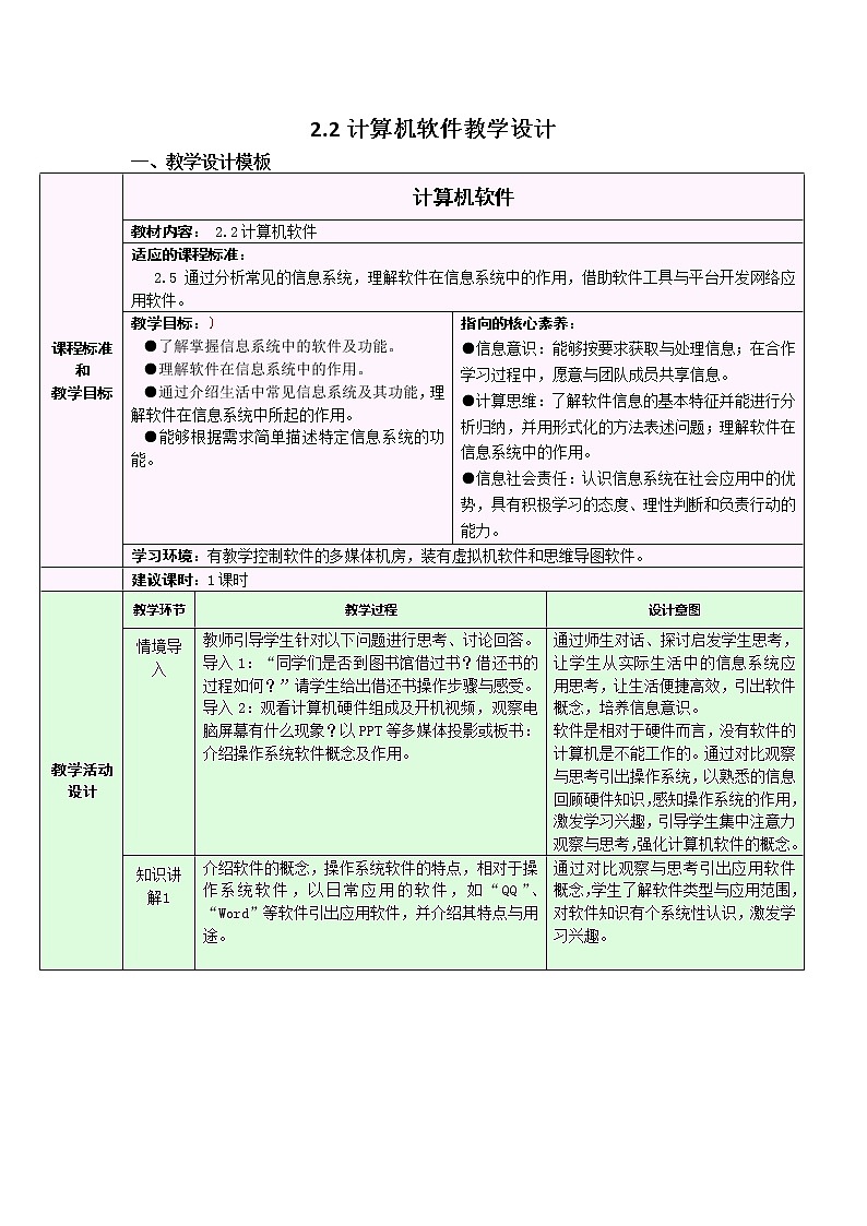 2.2 计算机软件 教学设计01