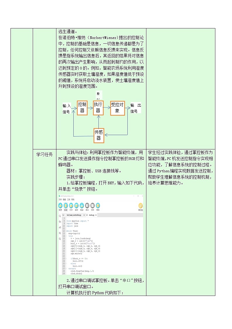 2.4.5 传感与控制——信息系统中的控制 教学设计02