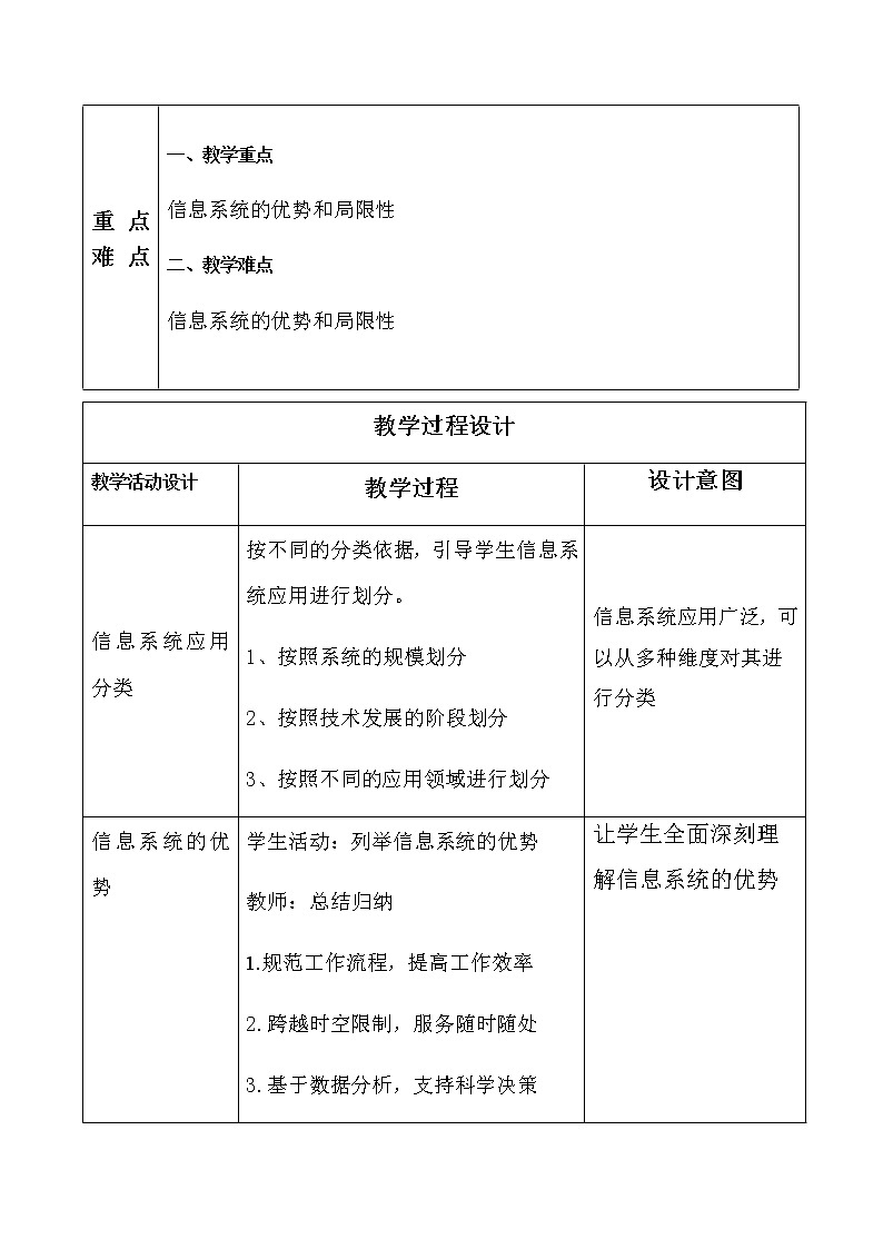 1.3 信息系统的应用 课件(16张PPT）+教案（表格式）02