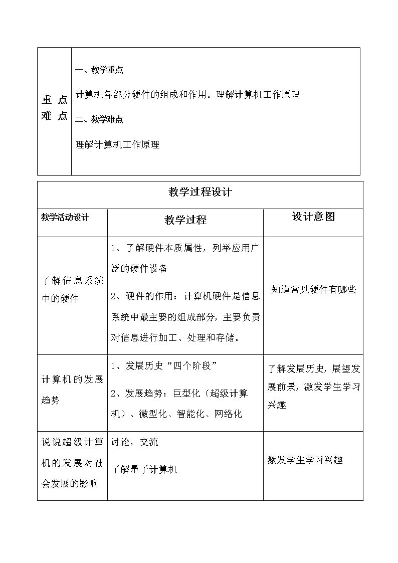 2.1计算机硬件 教案第2页