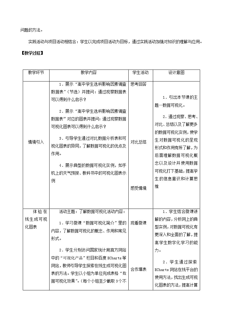 中图版（2019）高中信息技术必修1 3.3.2数据可视化 教案02