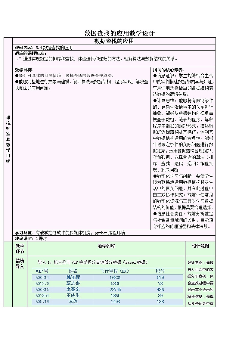 5.4.4 查找算法的应用 教学设计01