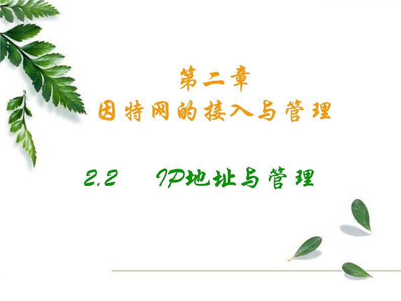 高中信息技术 2.2 IP地址及其管理 粤教版选修3 (共15张PPT)01