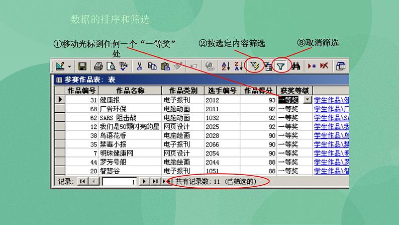 粤教版高中信息技术（选修4）3.1 数据的排序和筛选 课件05