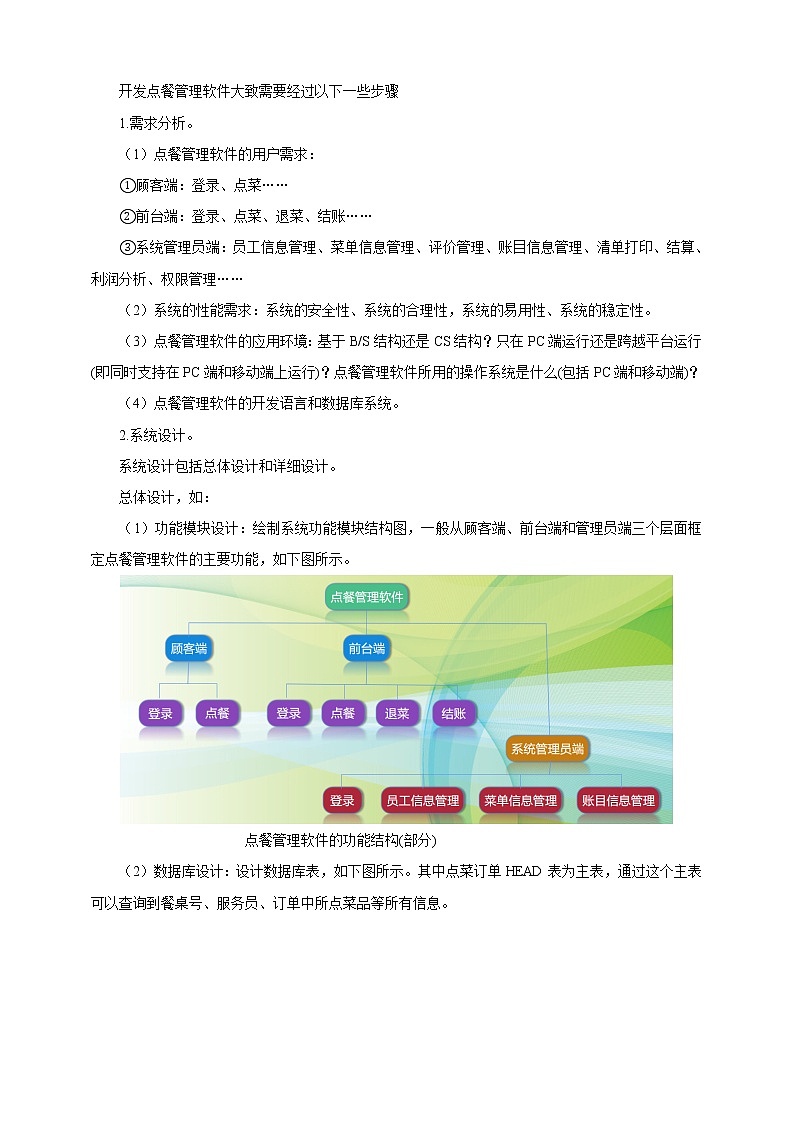 沪科版（2019）高中必修2信息技术 项目4.2 了解点餐管理软件的开发过程 教案第2页