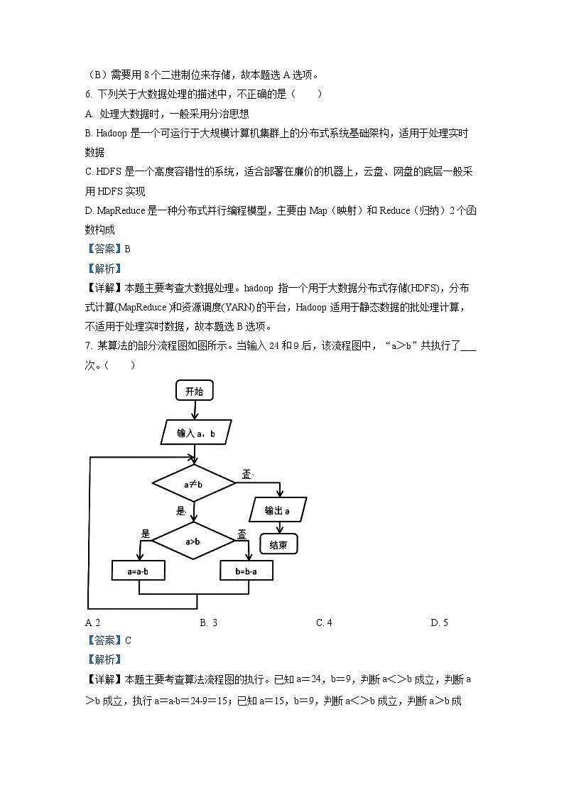 2022-2023学年浙江省杭州地区（含周边）重点中学高二上学期期中信息技术试题 解析版03