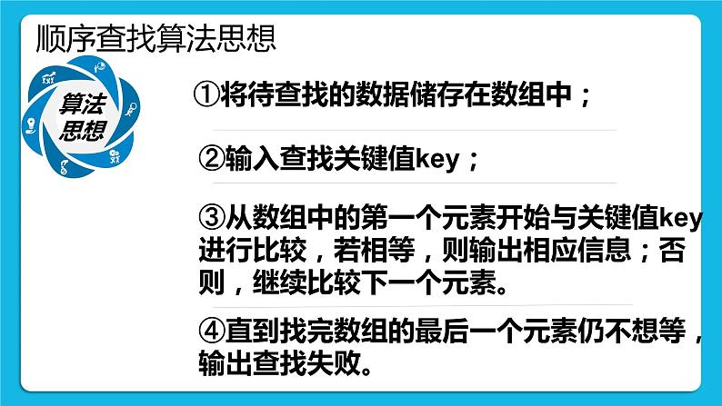 5.4.1 查找的概念、顺序查找的思想及程序实现 课件+教案04