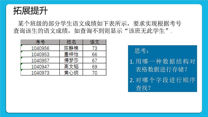 5.4.1 查找的概念、顺序查找的思想及程序实现 课件+教案06