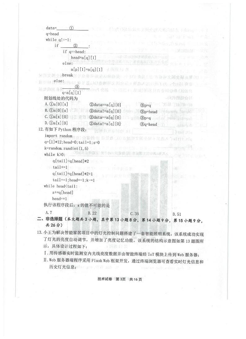2023届浙江省宁波市高三下学期选考适应性考试（二模）技术试卷（PDF版）第3页