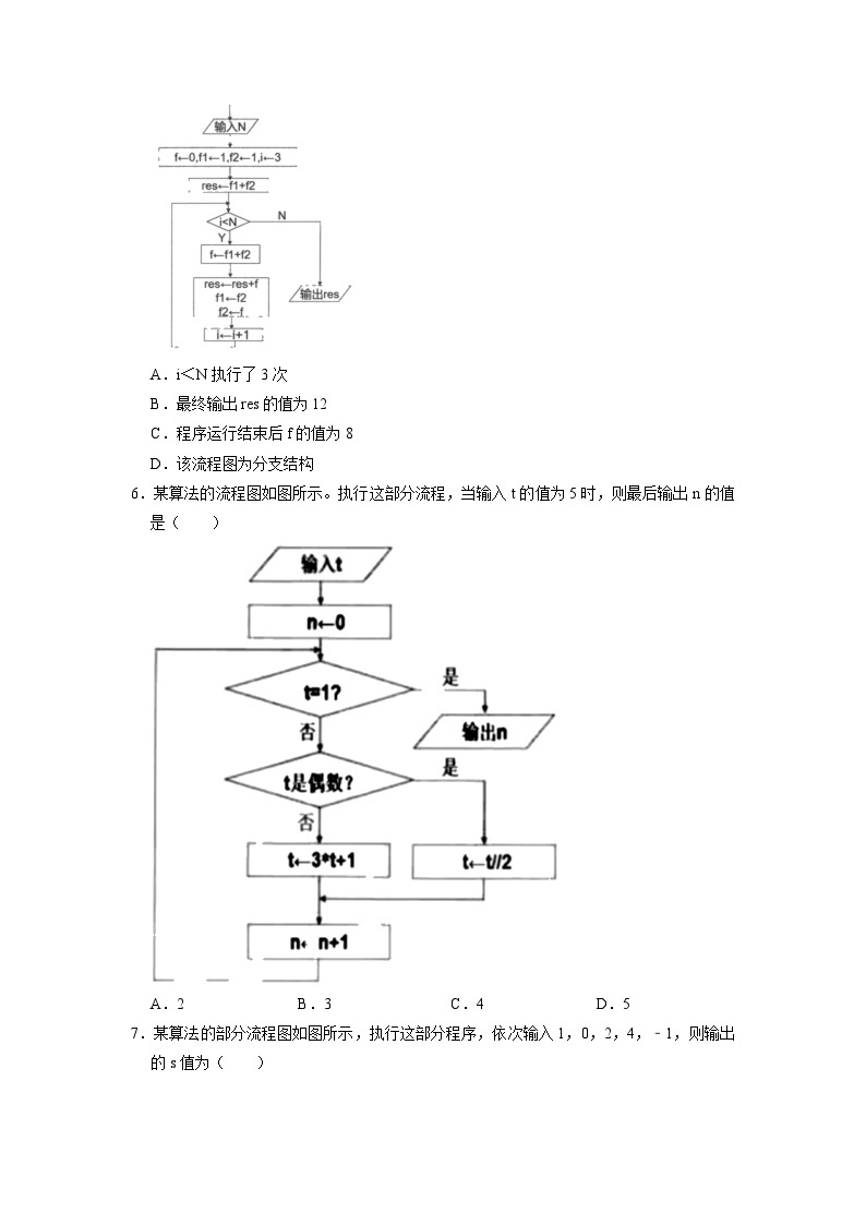 2.1算法的概念及描述练习题  浙教版（2019）高中信息技术必修103