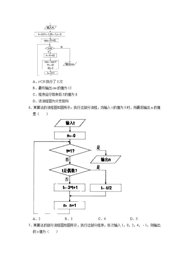 2.1算法的概念及描述练习题  浙教版（2019）高中信息技术必修103