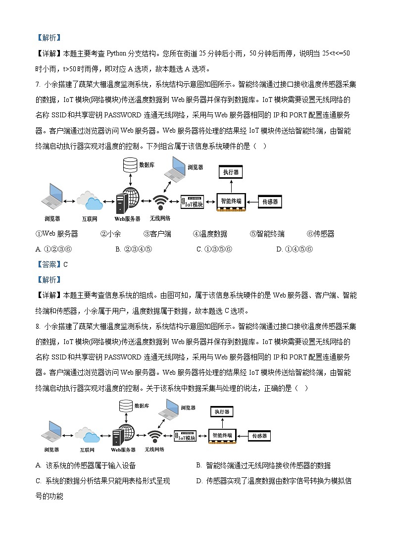浙江省2021-2022学年高二下学期普通高中学业水平考试信息技术试题（Word版附解析）03
