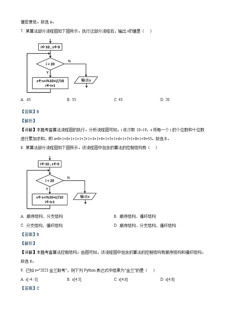 浙江省宁波市金兰教育合作组织2023-2024学年高二上学期期中联考技术试题（Word版附解析）03