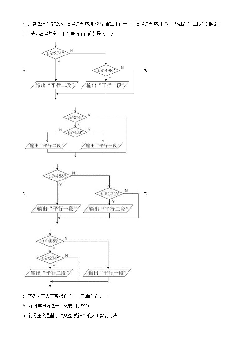浙江省湖州市、丽水市、衢州市2023-2024学年高二上学期期末调研测试信息技术试题（Word版附解析）02