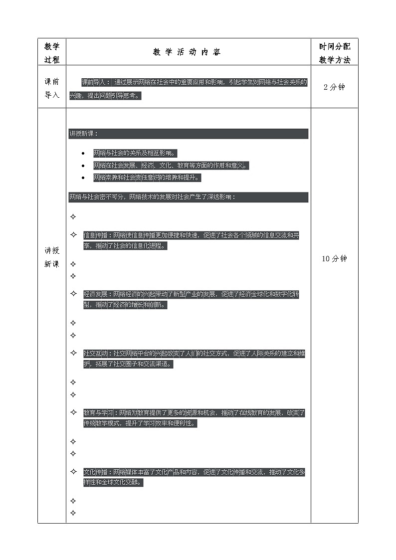 1.3-2023-2024学年高中信息技术选修2（浙教版2019）-网络基础-教案-网络与社会第2页