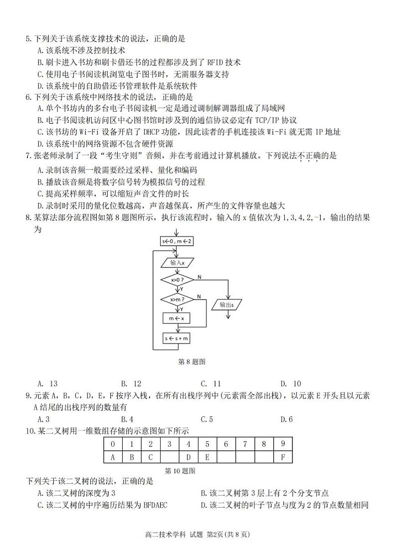 浙江省浙南名校2023-2024学年高二下学期6月期末联考技术试题02