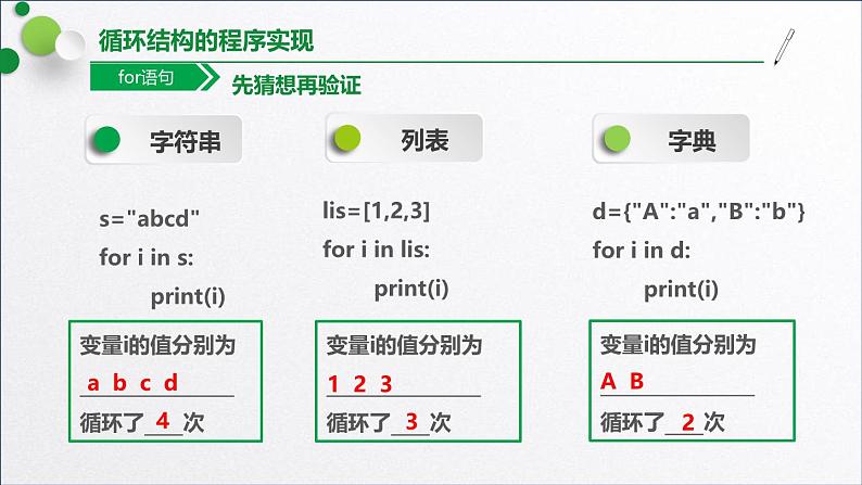 浙教版（2019）高中信息技术必修一 3.2.6循环结构（for） 课件07