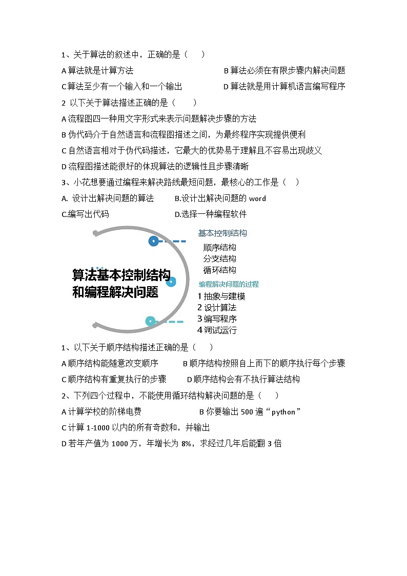 第二章　算法与程序设计　同步练习　 浙教版（2019）高中信息技术必修1第2页