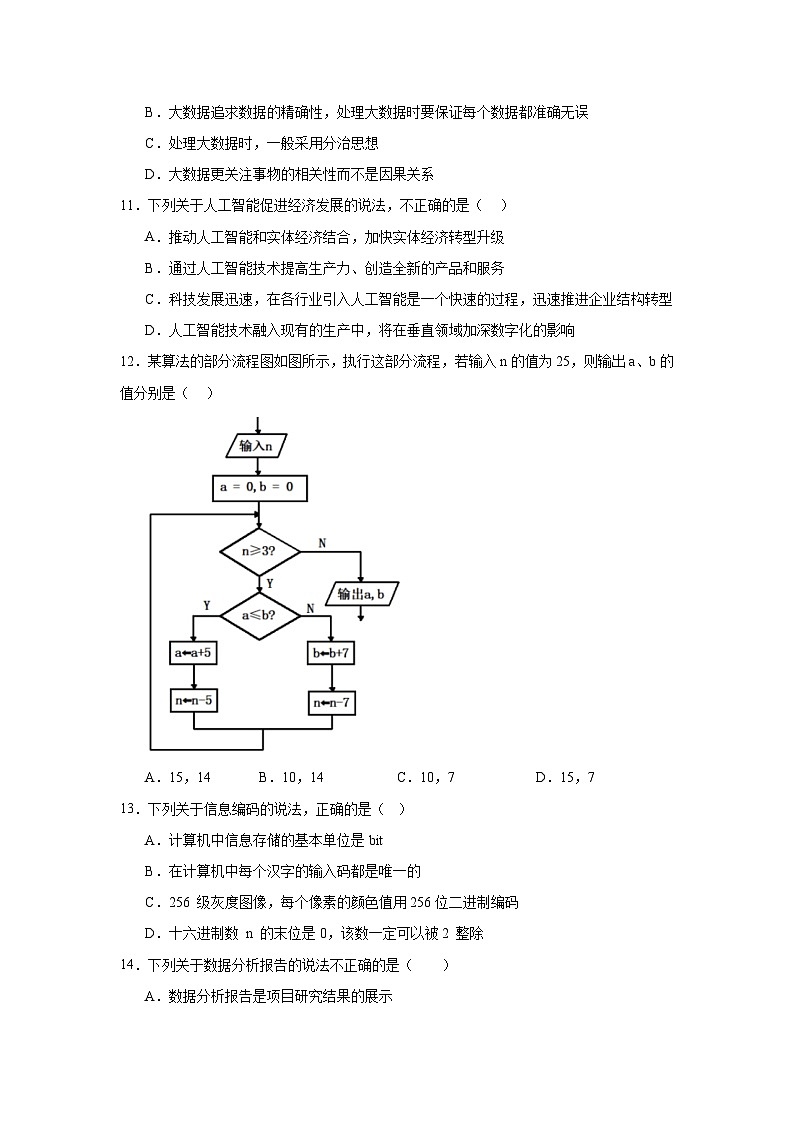 2024年全国高一《信息技术必修1数据与计算》（华东师大版2020）期末考试模拟卷三（附答案解析）03